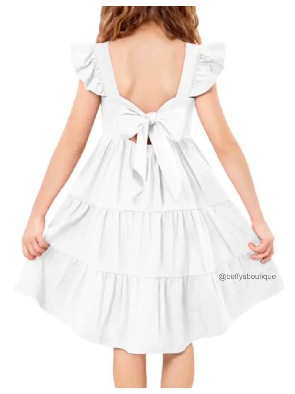 Toddler Girl Summer High Low Ruffle Sleeve Casual Backless Beach Dress